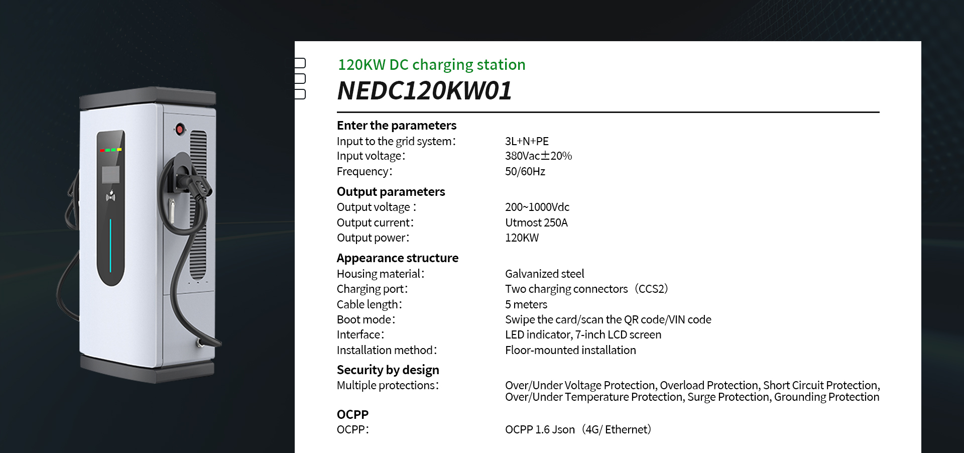 NEDC120KW01
Specifications